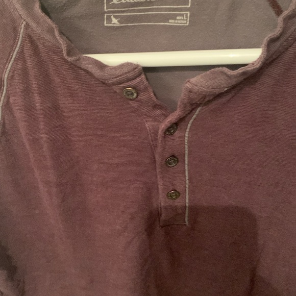 Vintage Eddie Bauer Long Sleeve Cotton Quarter Button Up Sweater Faded Burgundy - Picture 5 of 6